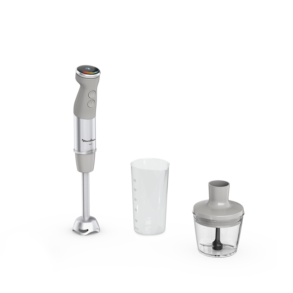 Quickchef+, Pied mixeur, lames powelix, 20 vitesses, Accessoire mini hachoir, 1000 W Gris et métal - image 1