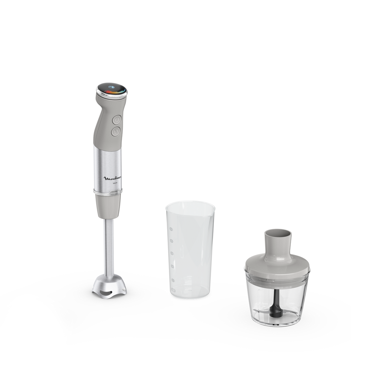 Quickchef+, Pied mixeur, lames powelix, 20 vitesses, Accessoire mini hachoir, 1000 W Gris et métal - image 1
