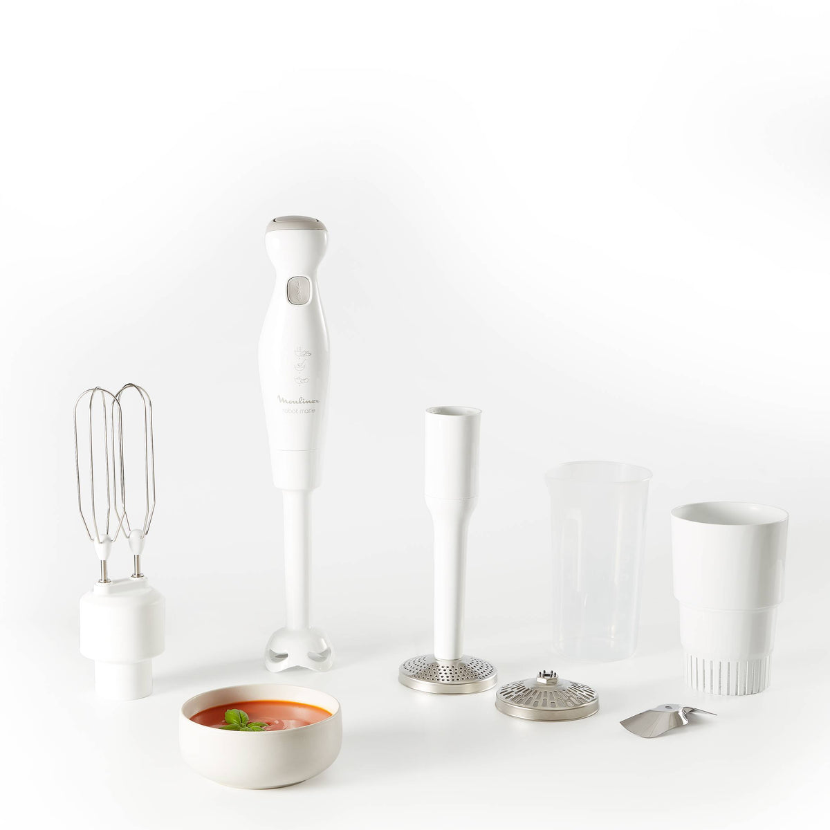 Robot Marie, Pied mixeur, 2 lames ZELKROM, 4 accessoires, 450 W, Blanc - image 1