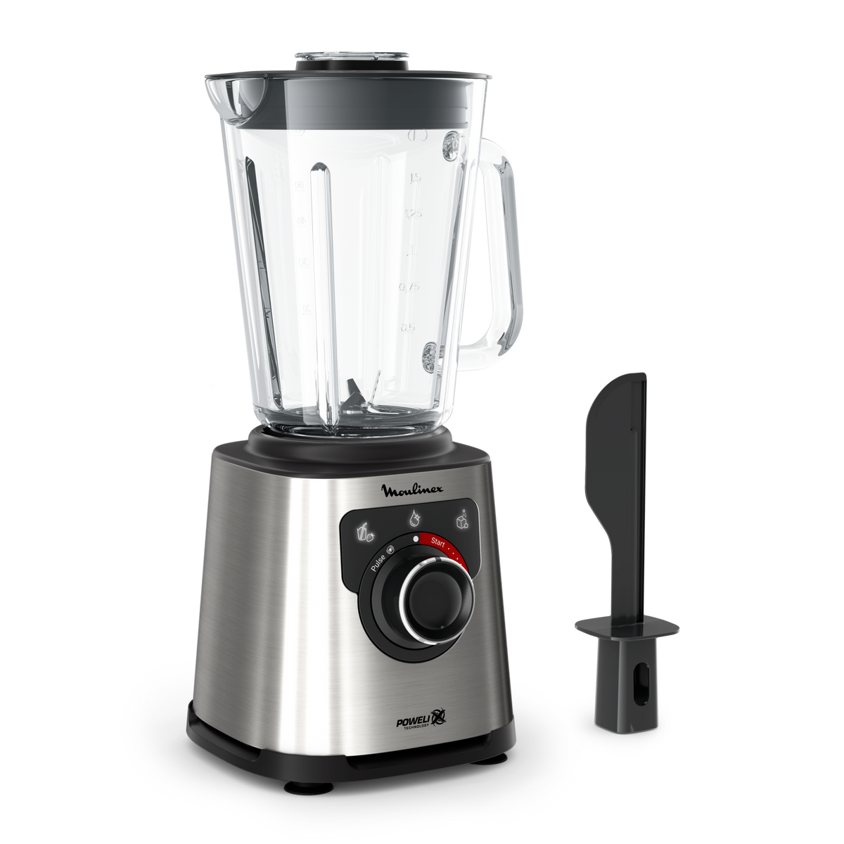 RECONDITIONNÉ PerfectMix +, Blender haute performance,  Lames powelix, Bol en verre de 2L, 1200W , Noir et métal - image 1