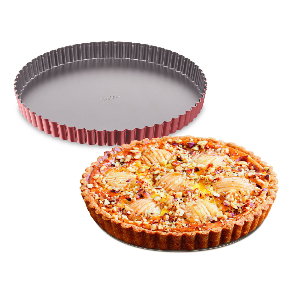 Delibake acier rouge carbone moule à tarte 28cm fond amovible - image 1