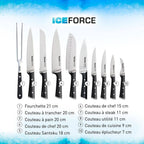 Set Ice Force 3 pièces : Couteaux à trancher 20cm + Santoku 18cm + Utilitaire 11cm - image 3