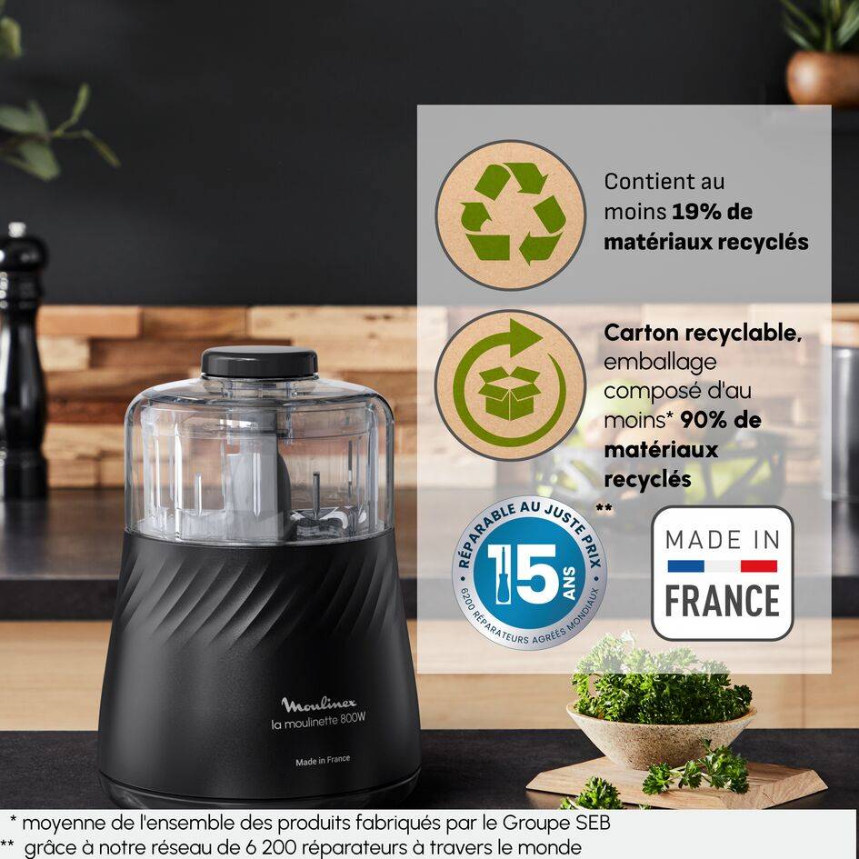 La Moulinette Intention, Hachoir,  Fonction 4 en 1, Capacité 500 ml, Noire - image 3