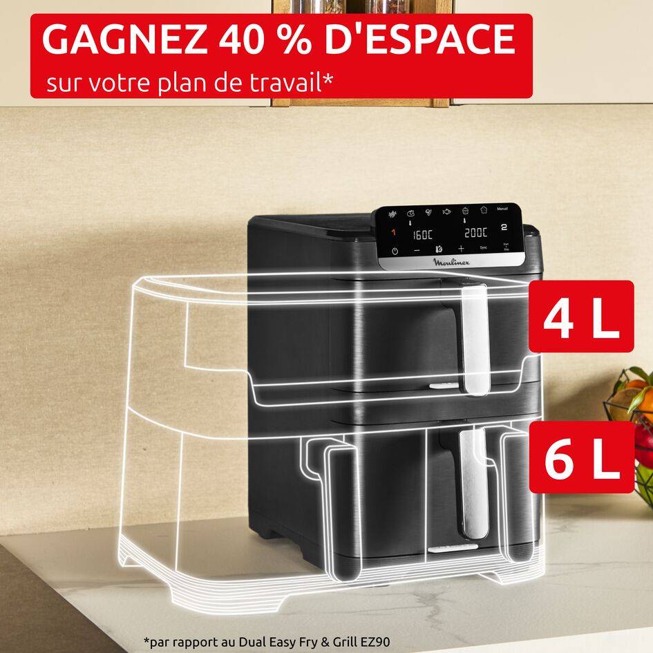 Easy Fry Crispy Stack 10L, Dual air fryer, Compact, Façades amovibles - image 3