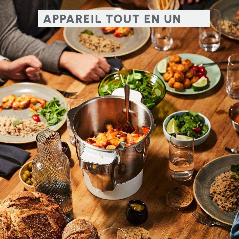 I-Companion Touch Pro, Robot cuiseur, 18 fonctions, Connecté, Pesage intégré, Recettes sur l’Ecran, Capacité  XL 10 personnes, Noir, Fabriqué en France + découpe légumes - image 3