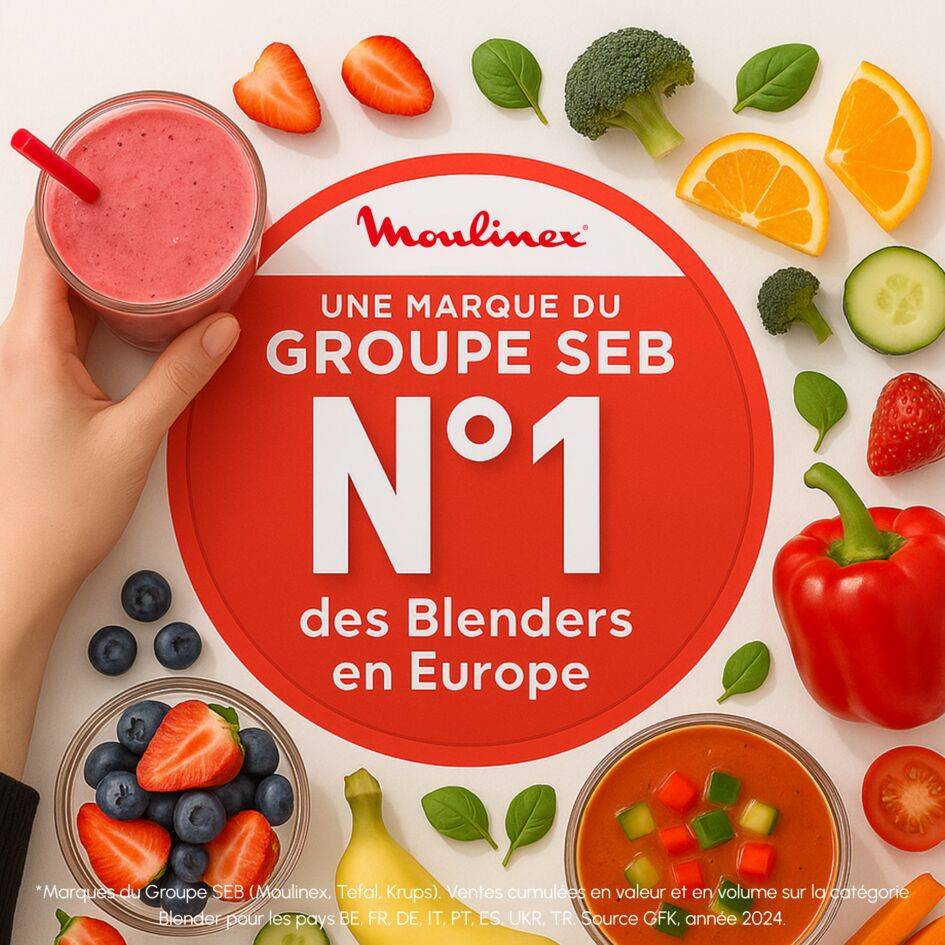 Soup&plus, Blender chauffant, 3 programmes automatiques, 1100W, Rouge - image 2