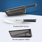 Ever Sharp Couteau de chef 16,5 cm + aiguiseur intégré avec étui, Technologie brevetée - image 3