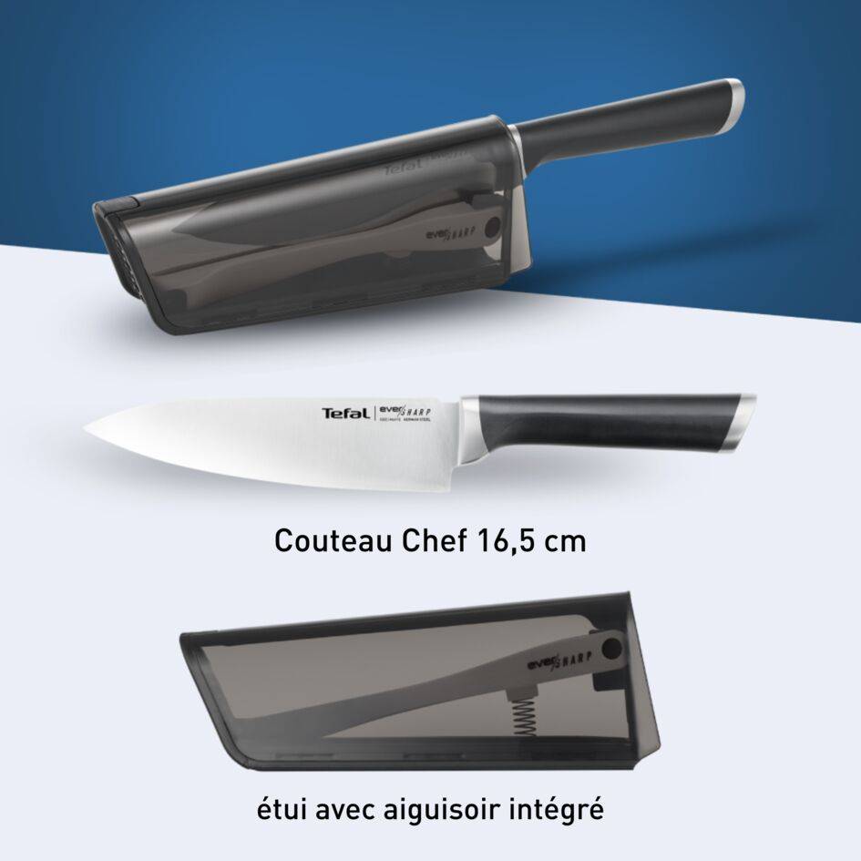 Ever Sharp Couteau de chef 16,5 cm + aiguiseur intégré avec étui, Technologie brevetée - image 3