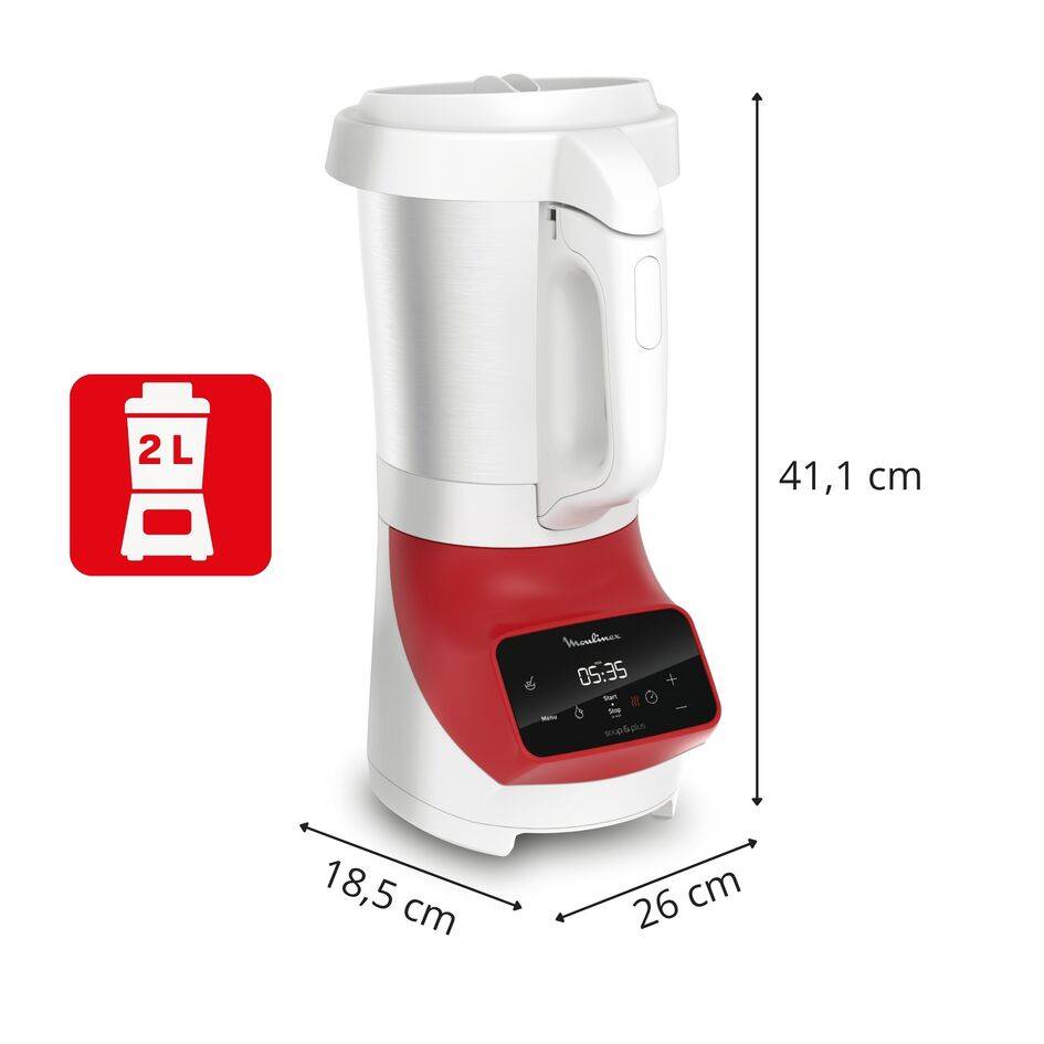 Soup&plus, Blender chauffant, 3 programmes automatiques, 1100W, Rouge - image 3